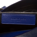 Balenciaga Blue Lambskin Silver Giant 12 Metallic Edge City Motorcycle Handbag
