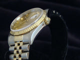 Pre Owned Mens Rolex Two-Tone Datejust with a Gold Diamond Dial 16233