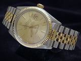 Pre Owned Mens Rolex Two-Tone Datejust with a Gold Champagne Dial 16013