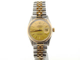 Pre Owned Mens Rolex Two-Tone Datejust with a Gold Champagne Dial 16013