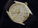 PRE OWNED MENS ROLEX YELLOW GOLD OYSTER PERPETUAL WITH A SILVER DIAL 1003