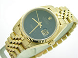Pre Owned Mens Rolex Yellow Gold Datejust with a Black Onyx Dial 16018