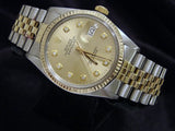 Pre Owned Mens Rolex Two-Tone Datejust with a Gold Diamond Dial 16013