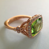 Dalben Peridot Diamond Gold Ring