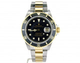 PRE OWNED MENS ROLEX TWO-TONE SUBMARINER DATE WITH A BLACK DIAL 16613