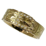 Gold Victorian belt ring with pearls
