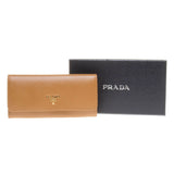 Prada Brown Saffiano Leather Continental Wallet