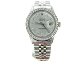 Pre Owned Mens Rolex Stainless Steel Datejust Silver Diamond 1603
