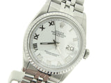 Pre Owned Mens Rolex Stainless Steel Datejust with a White Roman Dial 16030