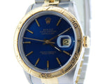 Pre Owned Mens Rolex Two-Tone Datejust with a Blue Dial 16263