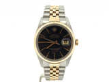 Pre Owned Mens Rolex Two-Tone Datejust with a Black Dial 16013
