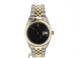Pre Owned Mens Rolex Two-Tone Datejust with a Black Dial 1601