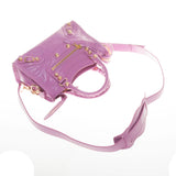 Balenciaga 309544 Light Purple Lambskin Gold Giant 12 Mini City Motorcycle Handb