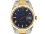 Pre Owned Mens Rolex Two-Tone Datejust Blue Diamond 16013