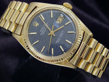 Pre Owned Mens Rolex Yellow Gold Datejust with a Blue Linen Dial 1601
