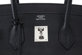 Pre-Owned Hermès Noir Taurillon Clemence Birkin 35