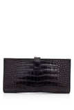Pre-Owned Hermès Black Alligator Mat Bearn Gusset Wallet
