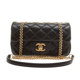Chanel A94385 Black Lambskin Quilted with CC Logo Chain Bag