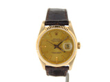 Pre Owned Mens Rolex Yellow Gold Datejust with a Gold Champagne Dial 16018
