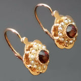 Antique almandine pearls drop earrings