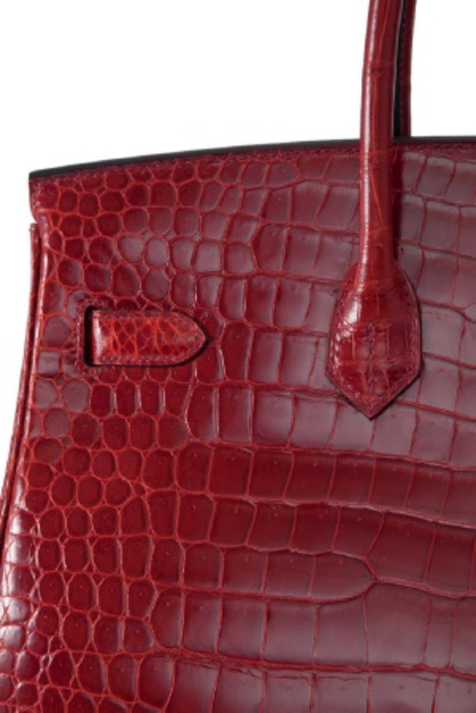Hermès Rouge Porosus Crocodile Lisse Birkin 35