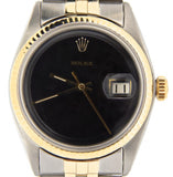 Pre Owned Mens Rolex Two-Tone Datejust with a Black Dial 1601
