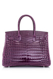 Amethyste Crocodile Niloticus Lisse Birkin 30
