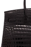 Hermès Black Porosus Crocodile Lisse Birkin 35