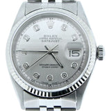 Pre Owned Mens Rolex Stainless Steel Datejust with a Silver Diamond Dial 1601