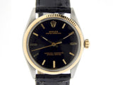 PRE OWNED MENS ROLEX TWO-TONE OYSTER PERPETUAL WITH A BLACK DIAL 1005