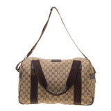 Gucci 268163 Beige/Ebony GG Fabric with Brown Leather Trim Carry-On Travel Bag