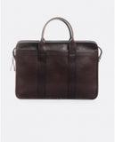 FRANK CLEGG TUMBLED LEATHER ZIP BRIEFCASE: CHOCOLATE