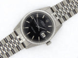 Pre Owned Mens Rolex Stainless Steel Datejust with a Black Dial 1603