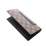 Gucci 386836 Beige/Ebony GG Supreme Canvas with Black Leather Bi-fold Long Walle