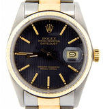 Pre Owned Mens Rolex Two-Tone Datejust with a Black Dial 16013