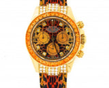 PRE OWNED MENS ROLEX YELLOW GOLD LEOPARD DIAMOND SAPPHIRE DAYTONA 116518