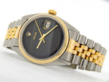 Pre Owned Mens Rolex Two-Tone Datejust with a Black Dial 1601