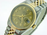 Pre Owned Mens Rolex Two-Tone Datejust with a Gold Diamond Dial 16013