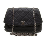 Chanel A90693 Black Calf Leather Quilted Chain Bag