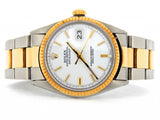 Pre Owned Mens Rolex Two-Tone Datejust with a White Dial 1601