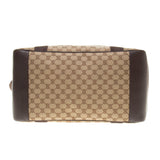 Gucci 268163 Beige/Ebony GG Fabric with Brown Leather Trim Carry-On Travel Bag