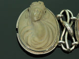 Antique lava stone cameo silver brooch