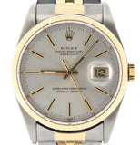 Pre Owned Mens Rolex Two-Tone Datejust with a Silver Dial 16013