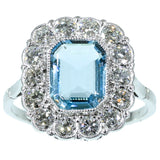 Platinum engagement ring with aquamarine