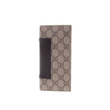 Gucci 386836 Beige/Ebony GG Supreme Canvas with Black Leather Bi-fold Long Walle