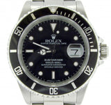 PRE OWNED MENS ROLEX STAINLESS STEEL SUBMARINER DATE WITH A BLACK DIAL 16610