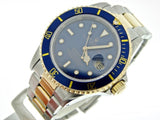 PRE OWNED MENS ROLEX TWO-TONE SUBMARINER DATE WITH A BLUE DIAL 16613