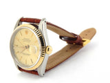 Pre Owned Mens Rolex Two-Tone Datejust with a Gold Champagne Dial 16233