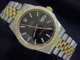 Pre Owned Mens Rolex Two-Tone Datejust Diamond with a Black Dial 16013