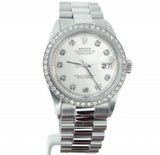 Pre Owned Mens Rolex Stainless Steel Datejust Diamond Silver 1603